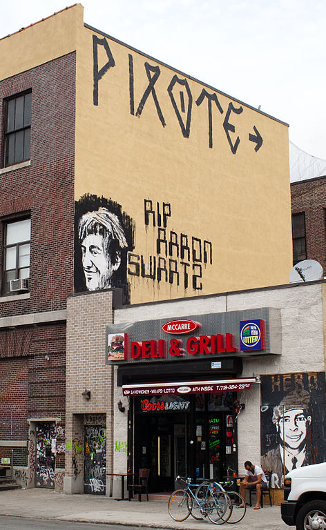 Aaron Swartz memorial graffiti, Brooklyn, NY. Taken by Almonroth