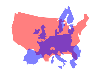 Comparison of the size of USA and the EU, courtesy of mapfight.appspot.com